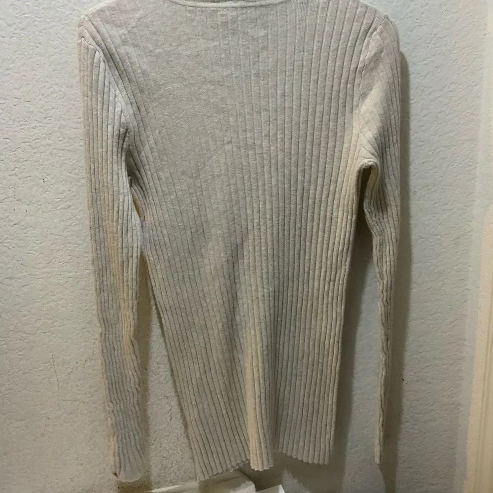 Tory Burch Womens Size M Long Sleeve Turtleneck Ribbed Sweater